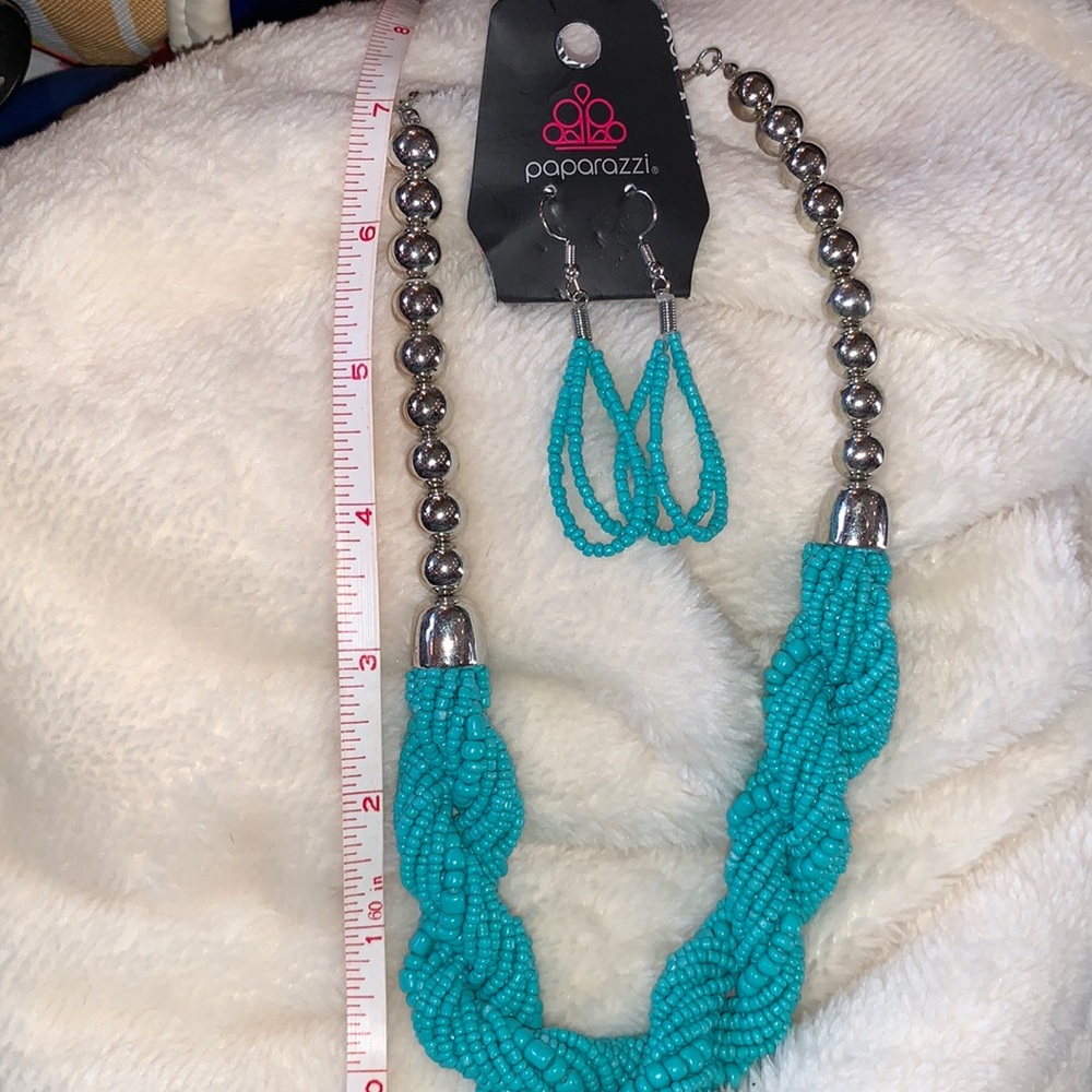 Paparazzi Turquoise Color Beaded Necklace & Earring Set